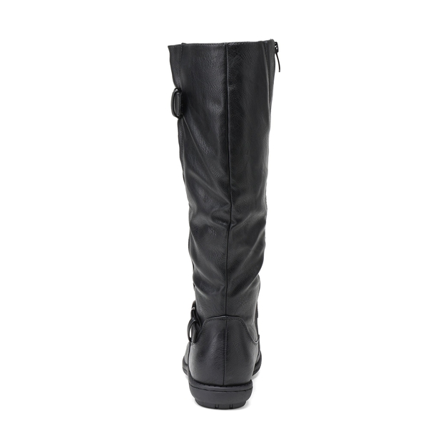 Wide Calf  Knee High Faux Fur Boots - WIDE CALF BLACK - 4